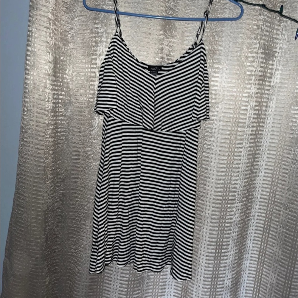 Black and white striped dress